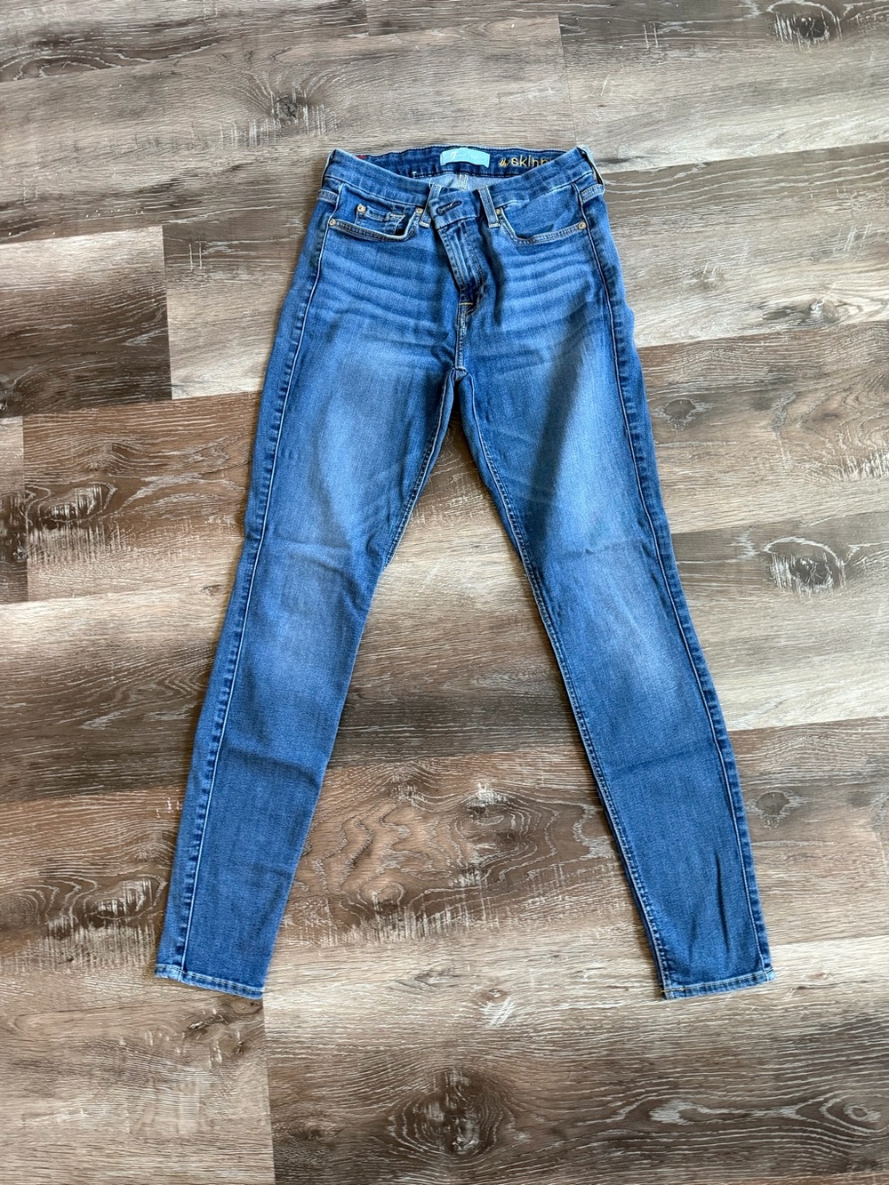 7 For All Mankind Straight Leg Jeans in Medium Blue Wash